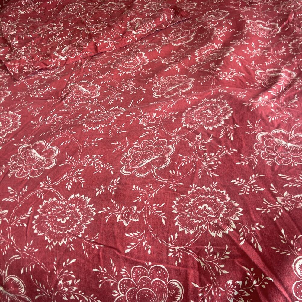 Ralph Lauren Twin Cold Spring Red Jacobean Floral French Country